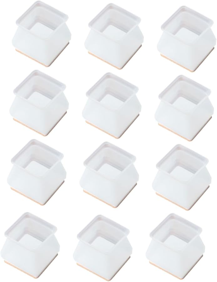 Square Silicone Chair Leg Caps 12PCS Noise Reduction Pet Friendly Easy Install - Image 1